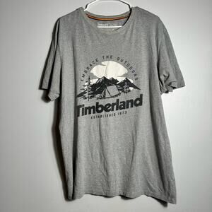 Timberland’s Men Gray T shirt Short sleeve Size XL “Embrace the‎ outdoors”
